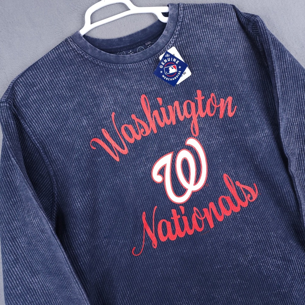 Washington Nationals Mens XL Blue Corduroy Corded Burn Wash Shirt MLB Baseball‎